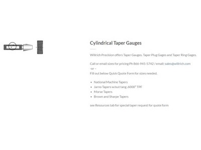 Willrich Precision Instrument - Thread gauges, cylindrical gauges, micrometers and calipers.