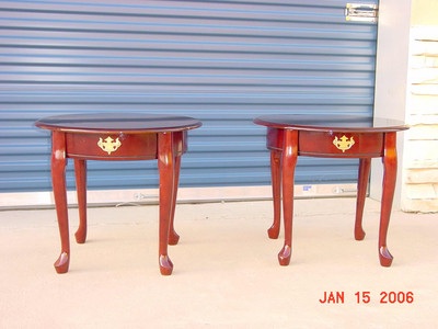 Queen Anne Style Round Cherry End Tables
